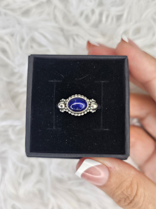 S925 Silver Lapiz Lazuli Adjustable Ring - MAS0907