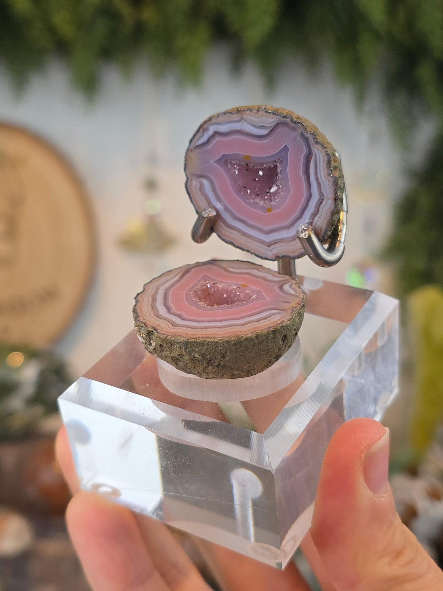 Zhanguo Agate Geode with Custom Stand H