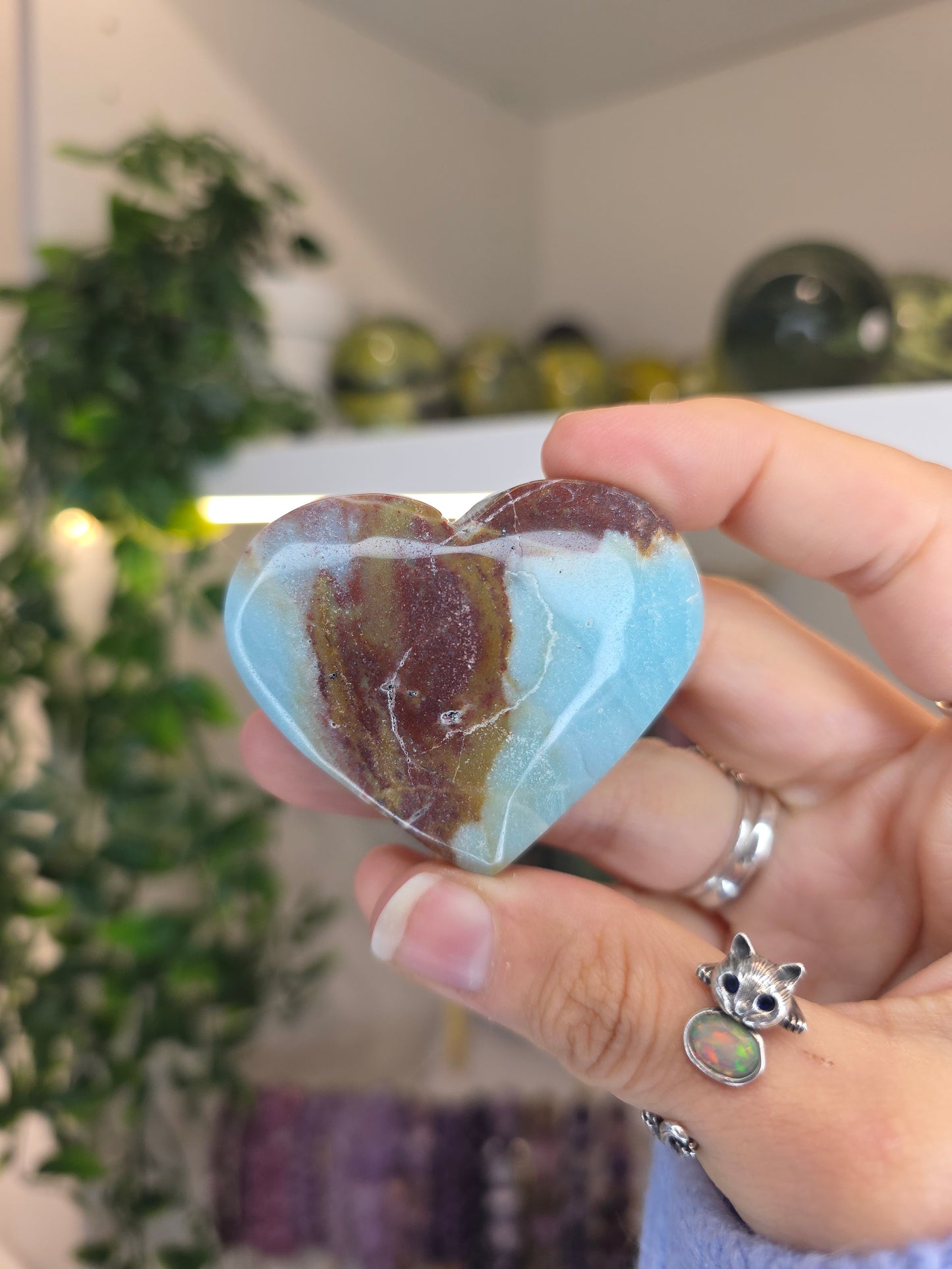 Blue Aragonite Hearts