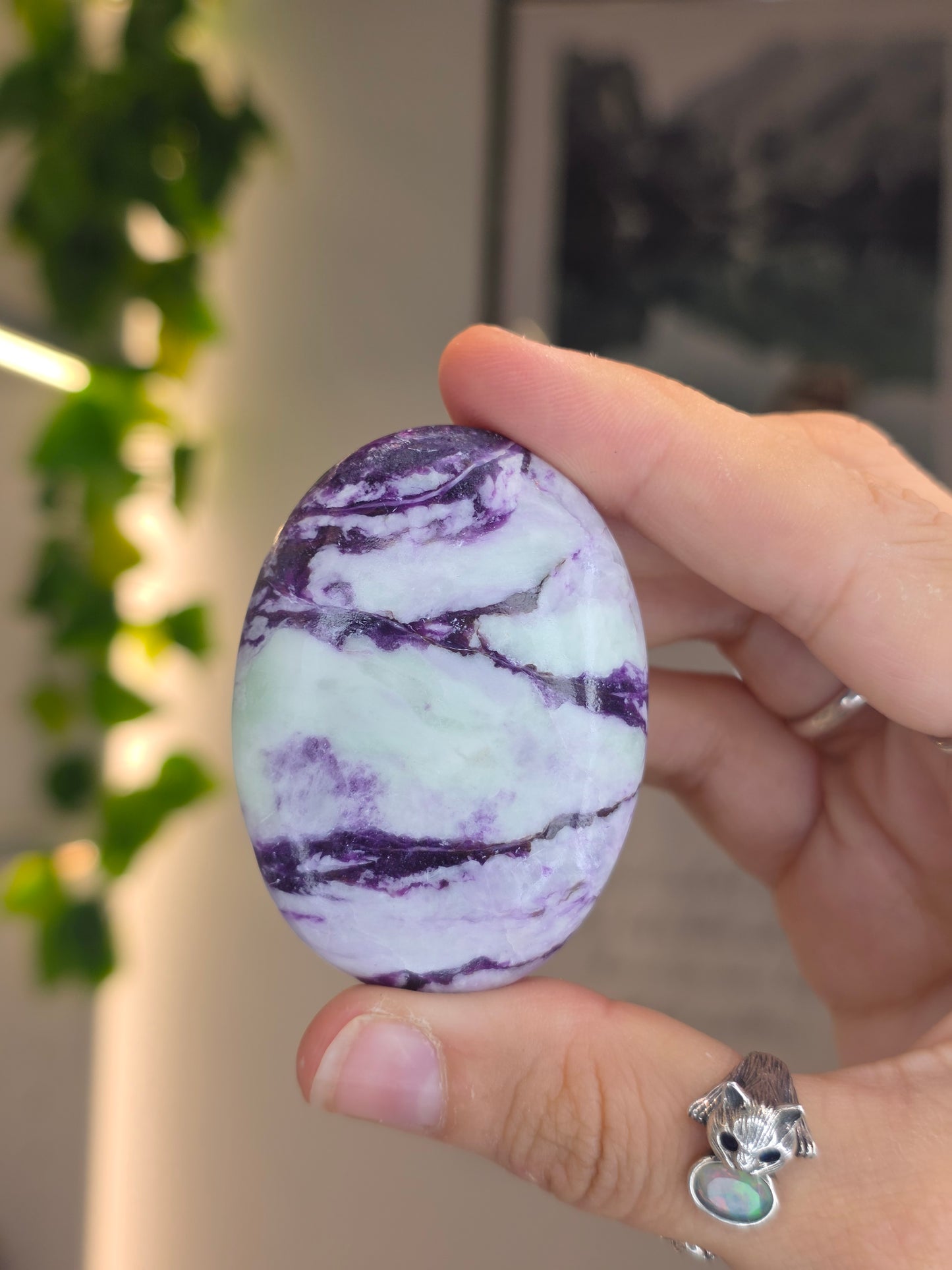 Purple Green Kammererite Palm Stones