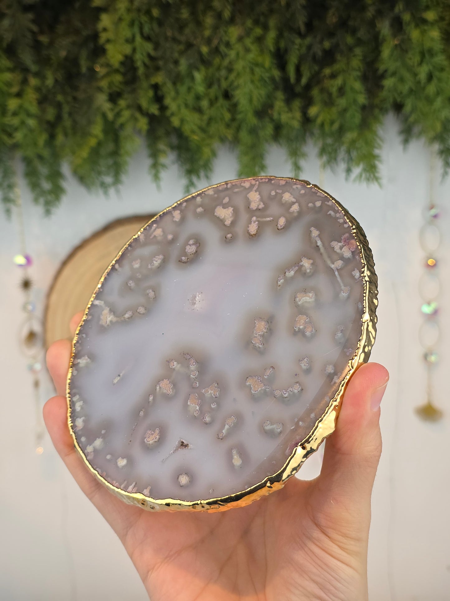 Brazilian Agate Slab with Gold Plated Edges