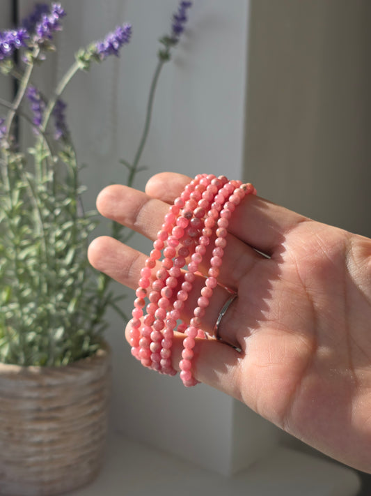 Rhodochrosite - Round Bead Bracelet 4mm