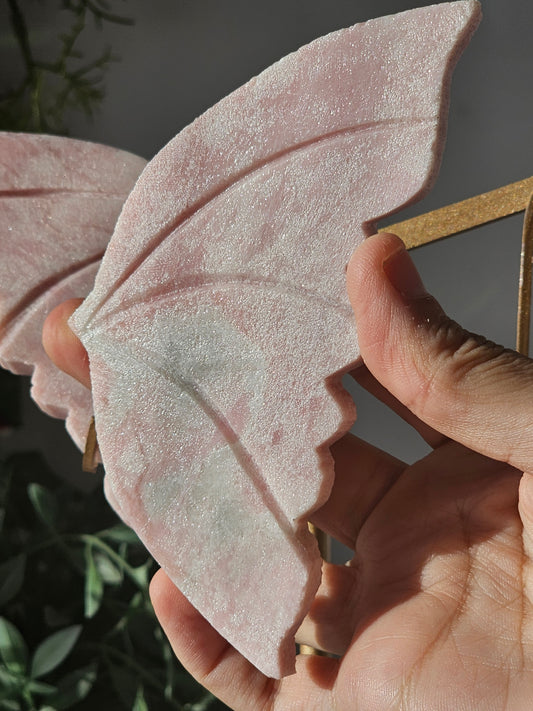 Pink Opal Butterfly Wings on Custom Stand - MAS0818