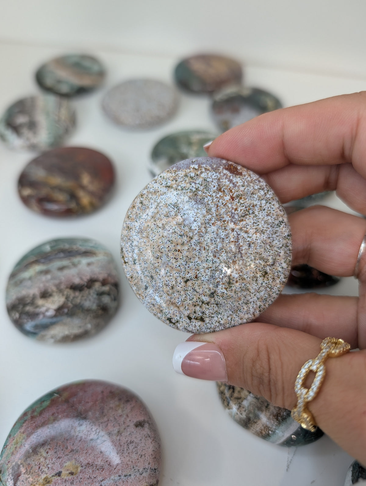 Indian Sea / Unicorn Jasper Round Palm Stone