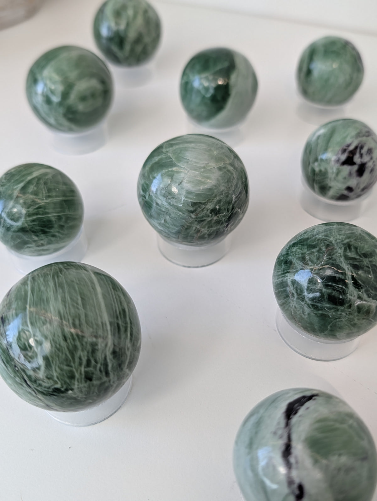 Green Kammererite Spheres from India
