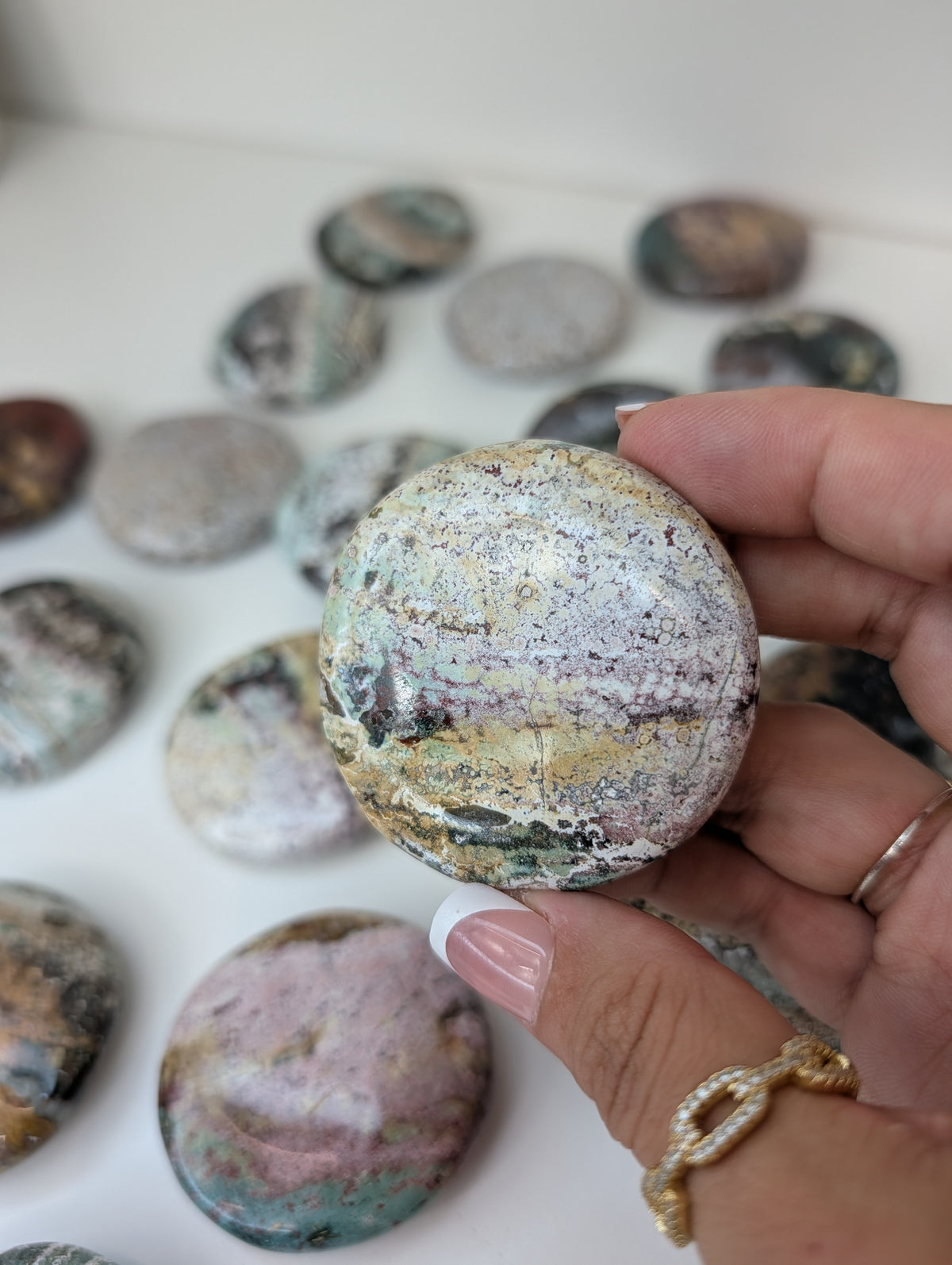 Indian Sea / Unicorn Jasper Round Palm Stone