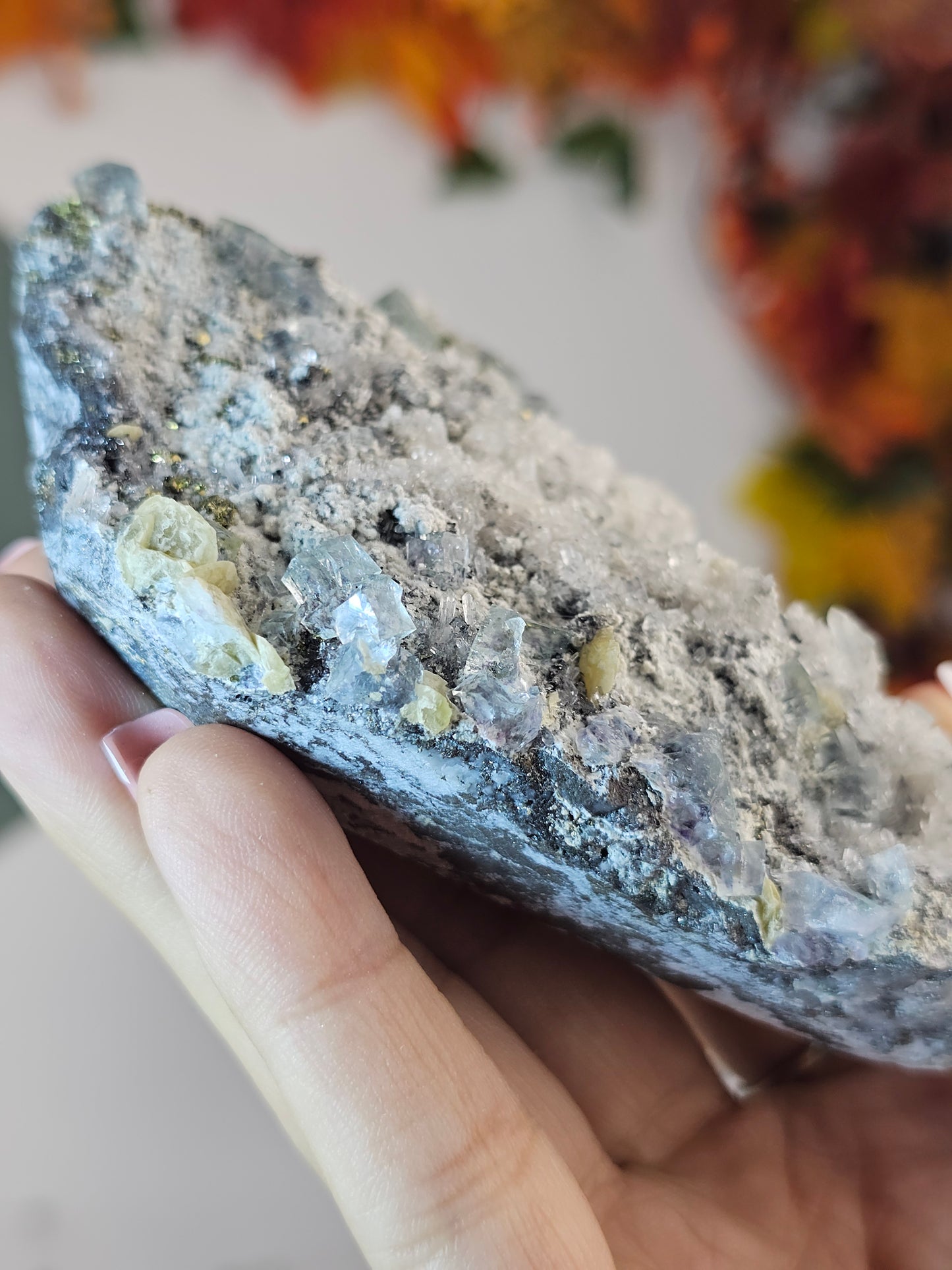 Blue Fluorite, Quartz, Pyrite and Mica on Matrix from Guizhou, China - MAS2996