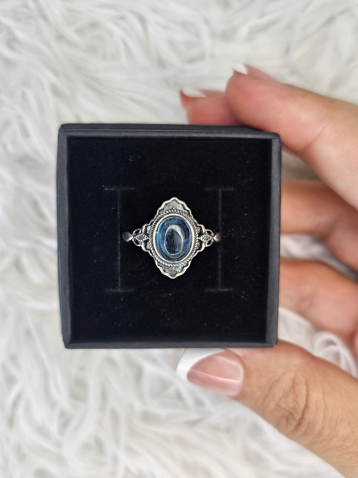 S925 Silver Adjustable Aquamarine Ring - MAS0945