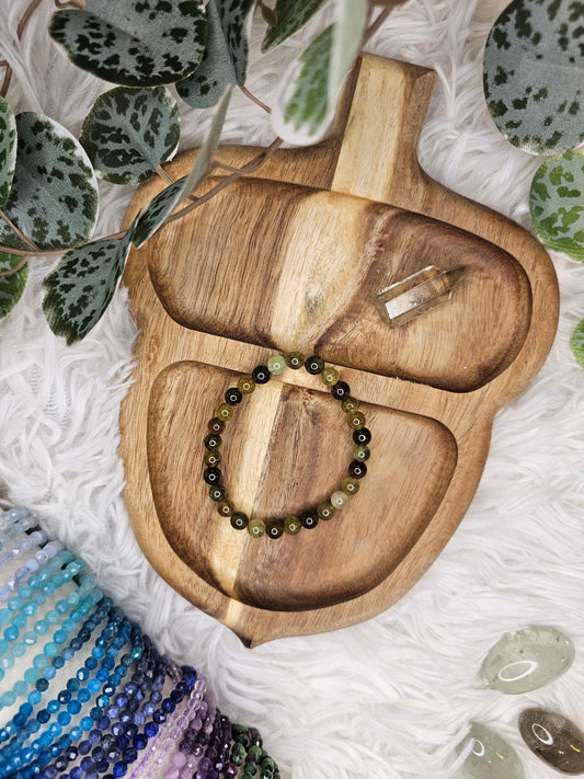 Green Garnet 6mm Bead Bracelet - MAS1027