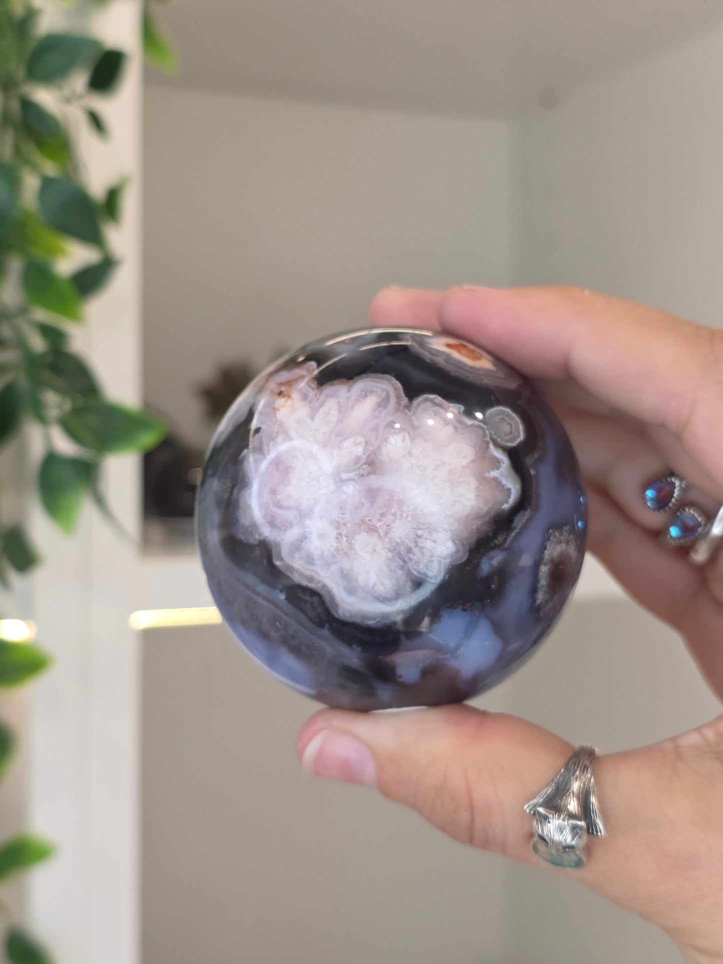 Blue Flower Agate Sphere - J
