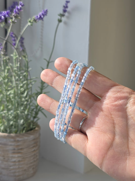 Aquamarine - Cubic Facetted Bracelet 3mm