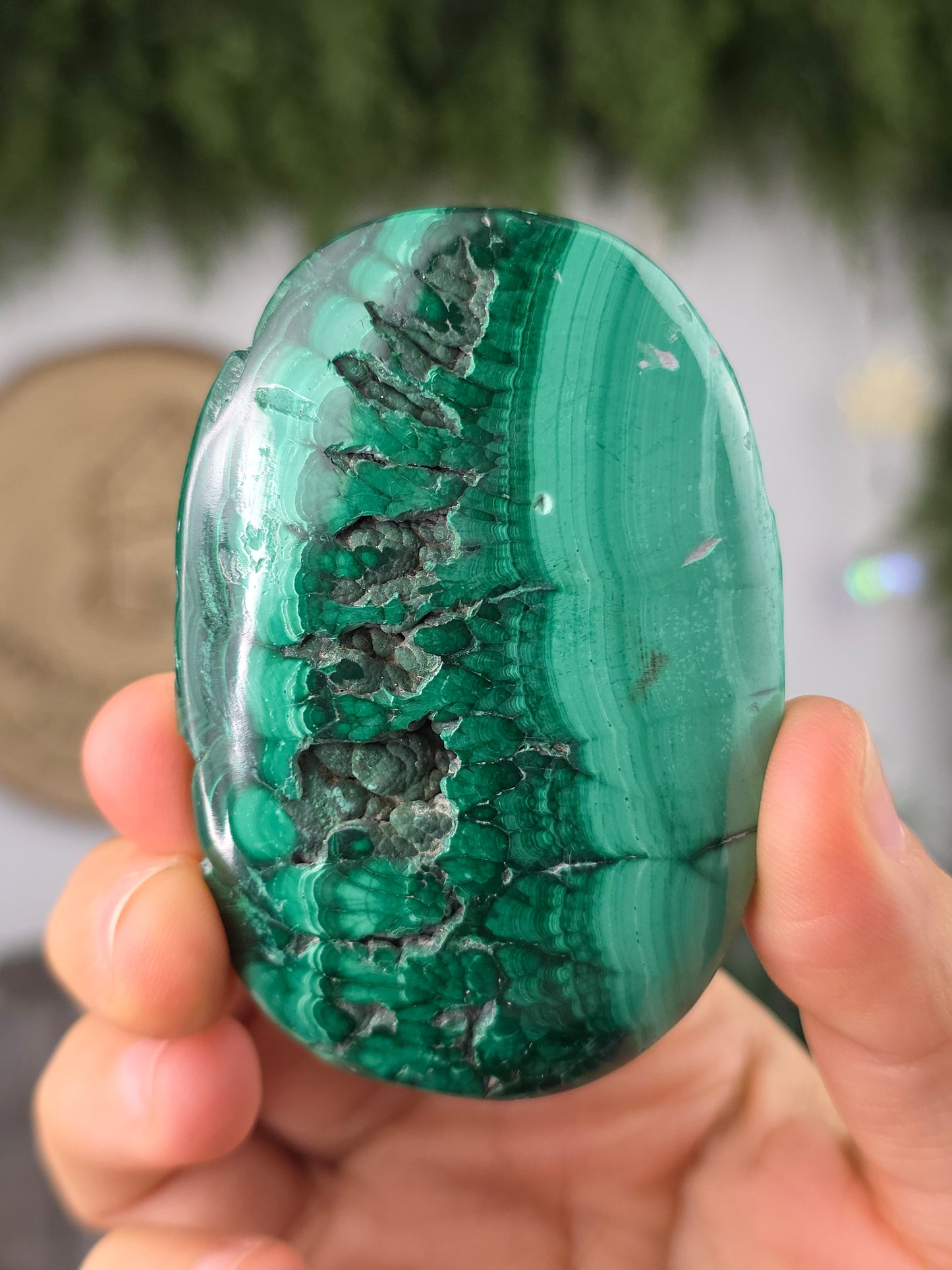 Malachite Palm Stones