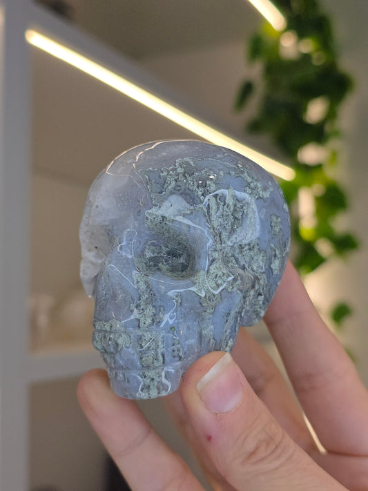 Moss Agate Skull A