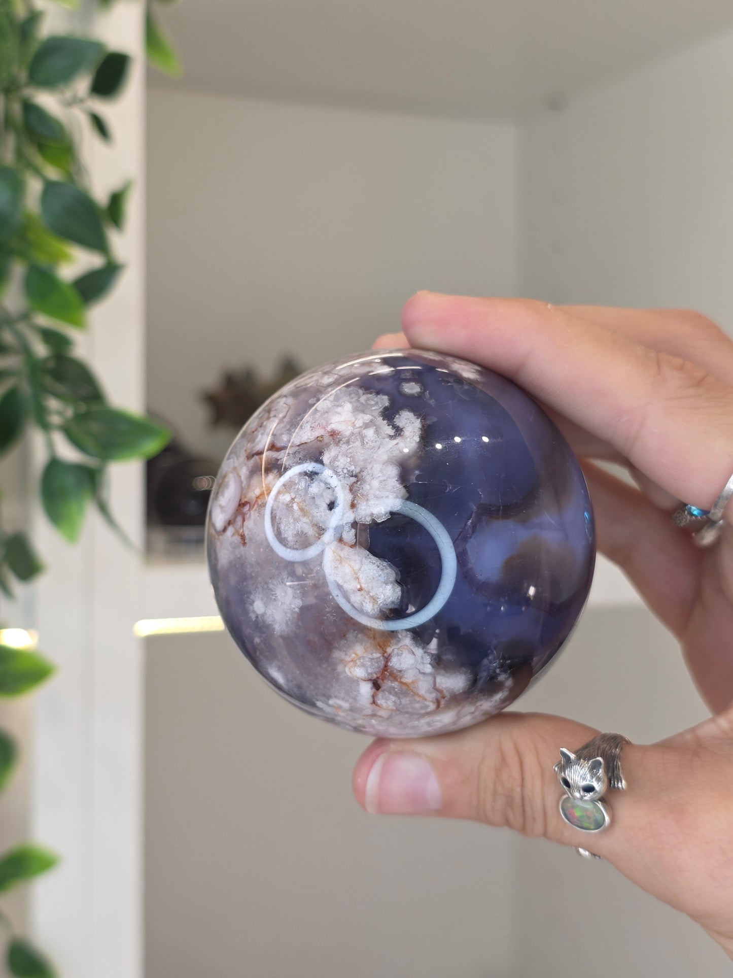 Blue Flower Agate Sphere - L