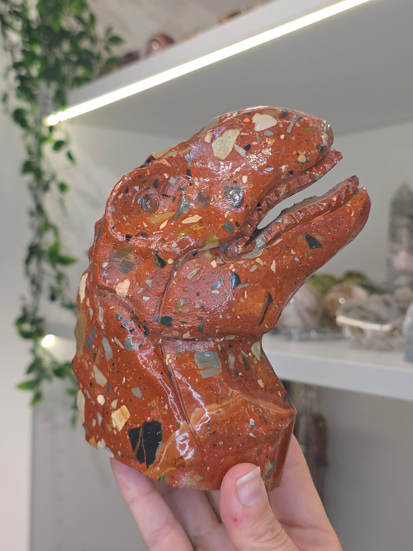 Red Puddin Stone Jasper Dinosaur T-Rex Carving
