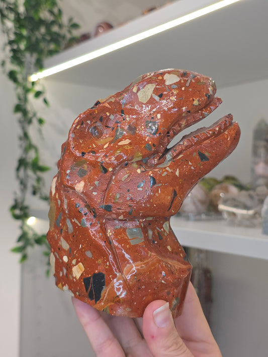 Red Puddin Stone Jasper Dinosaur T-Rex Carving