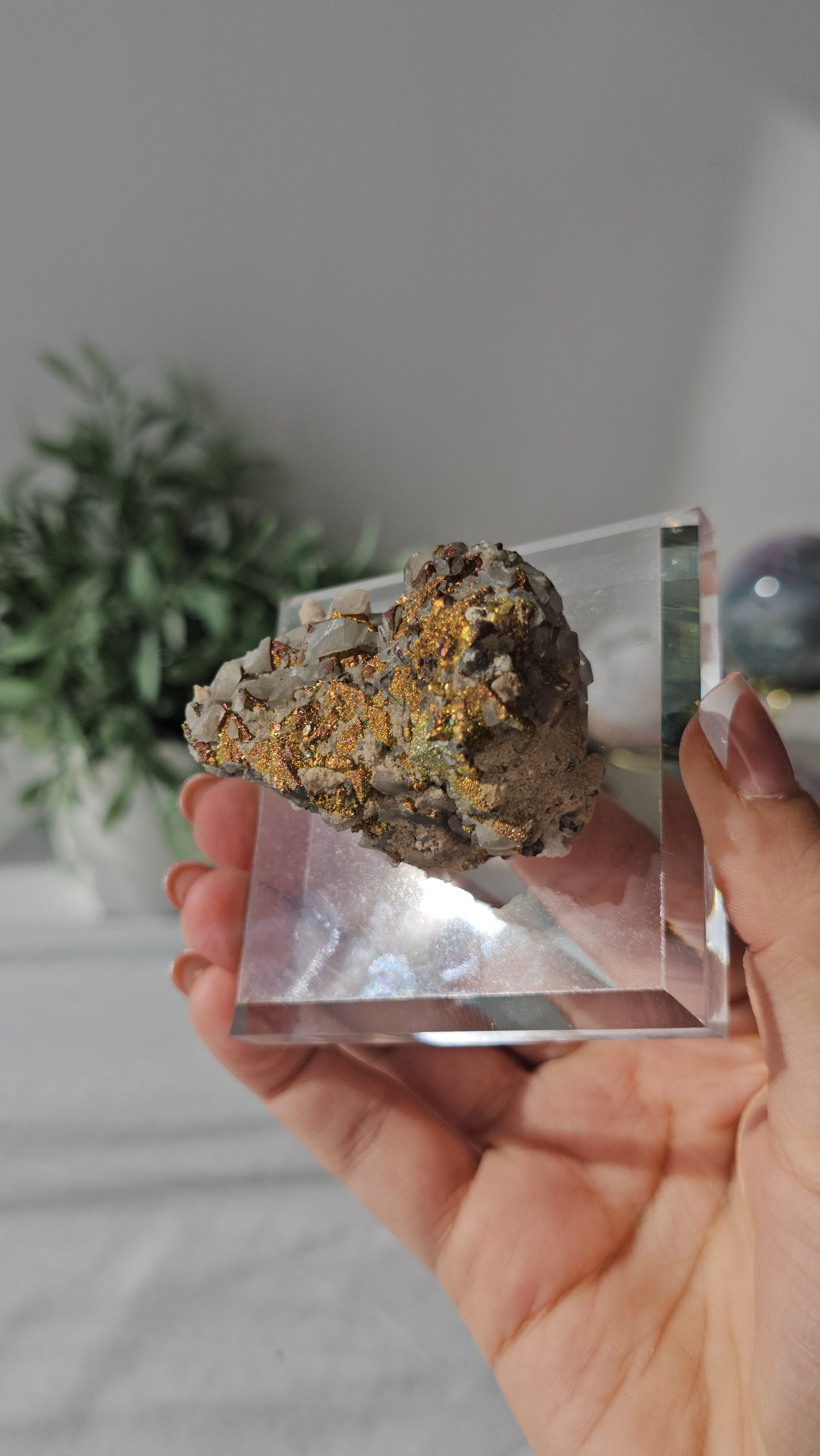 Calcite with Colourful Pyrite from Hubei - MAS0537