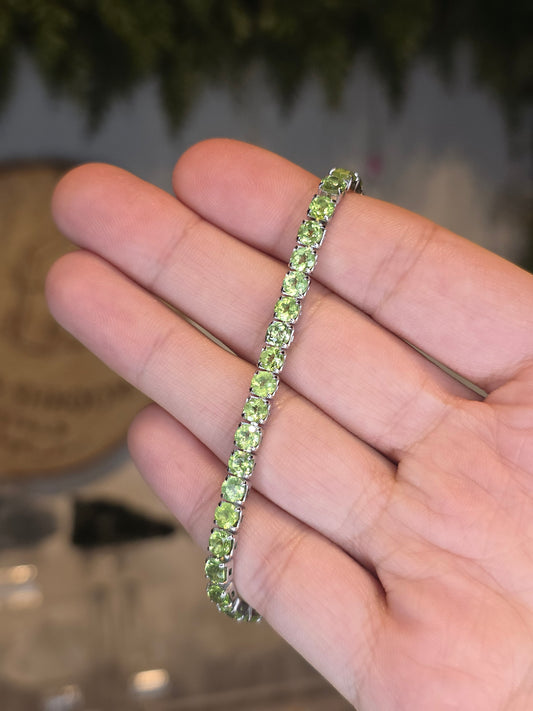 S925 Silver Peridot Bracelet