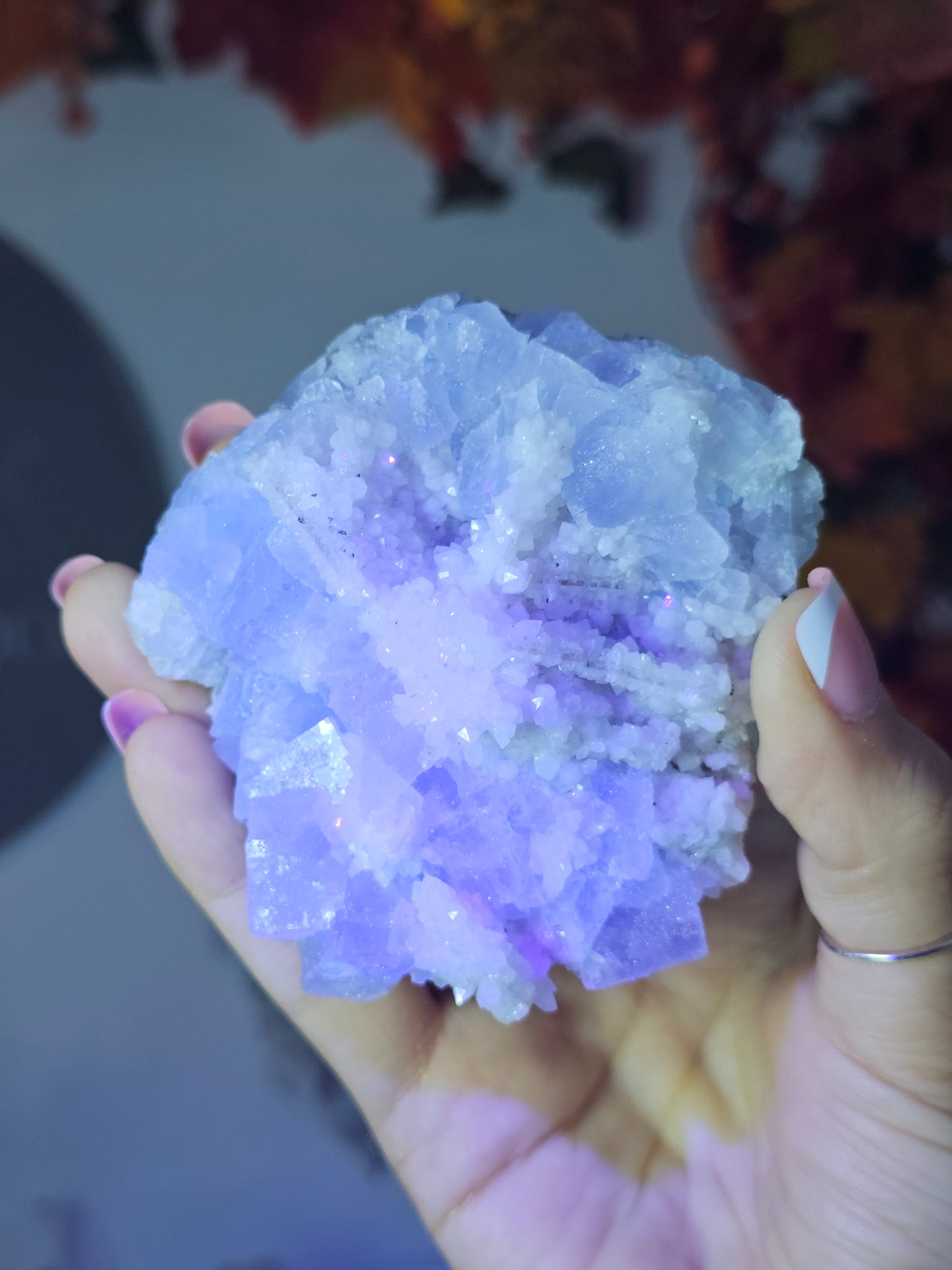 Icy Blue Fluorite with Sugar Calcite and Galena C - MAS1684