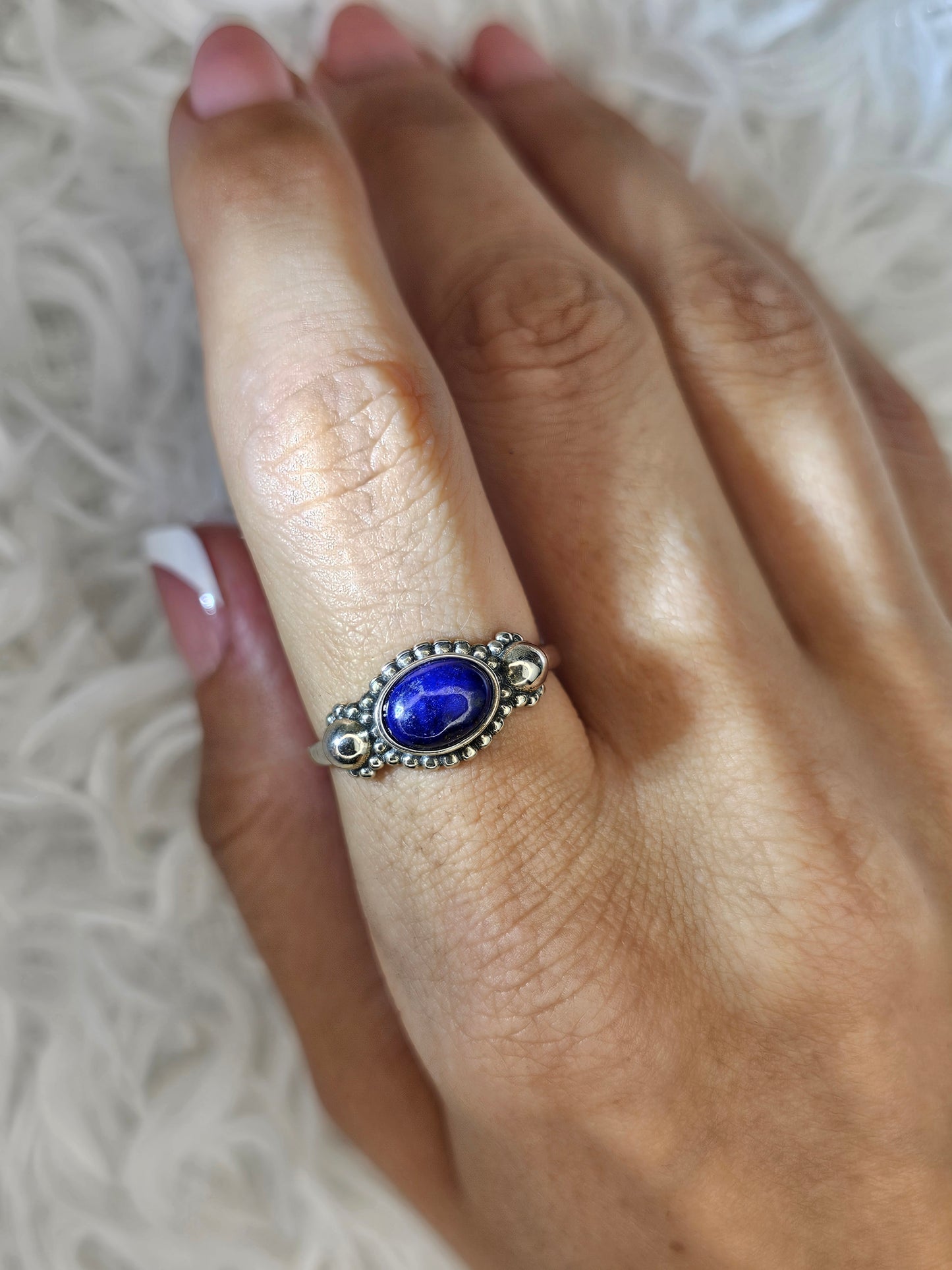 S925 Silver Lapiz Lazuli Adjustable Ring - MAS0907