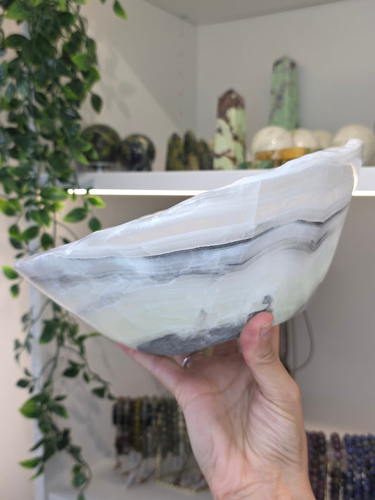 Extra Large Mexican Onyx Bowl - Green Calcite