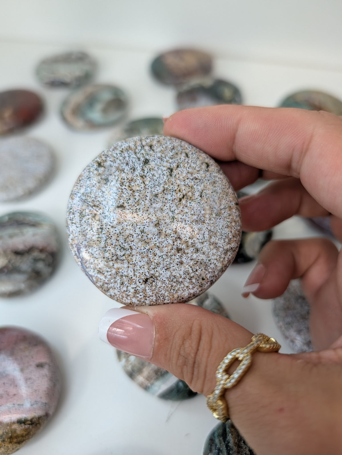 Indian Sea / Unicorn Jasper Round Palm Stone