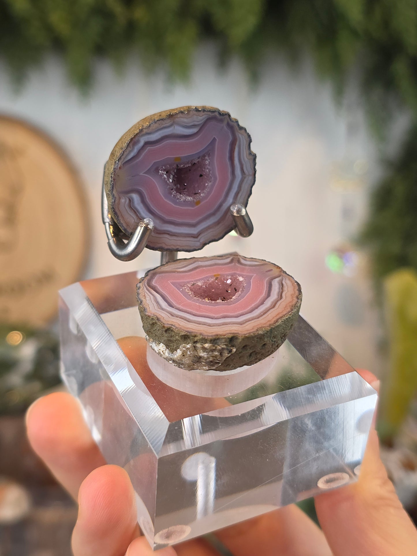 Zhanguo Agate Geode with Custom Stand H
