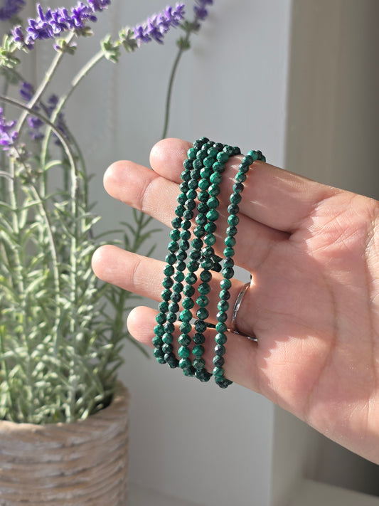 Malachite - Round Facetted Bracelet 4mm