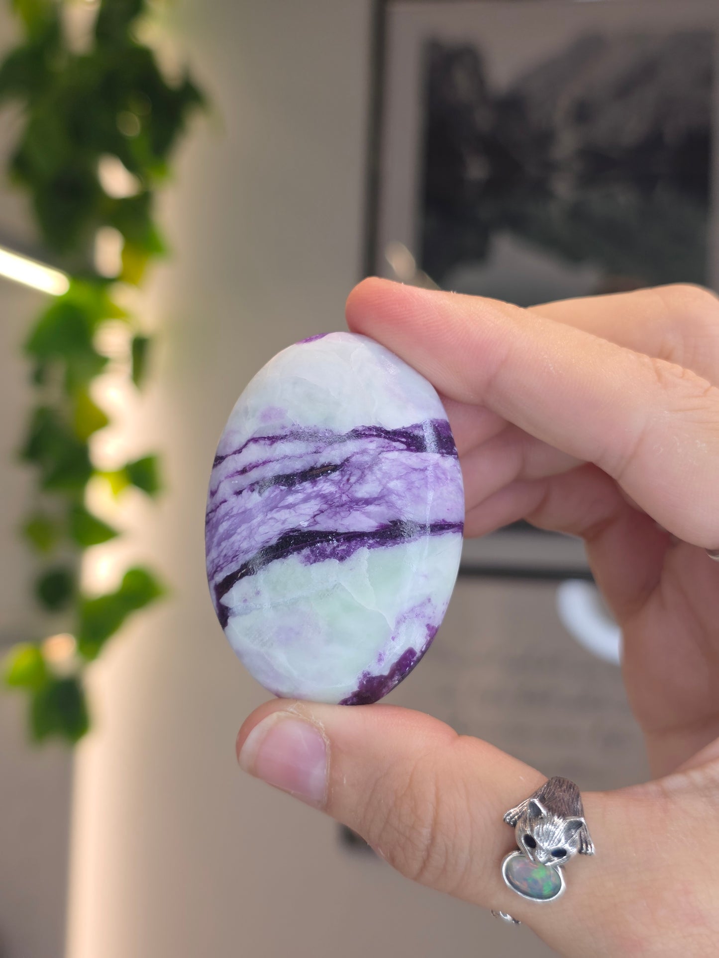 Purple Green Kammererite Palm Stones