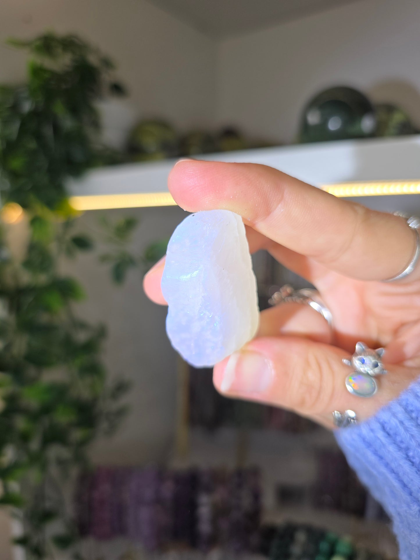 Raw White Moonstone with Blue Flash