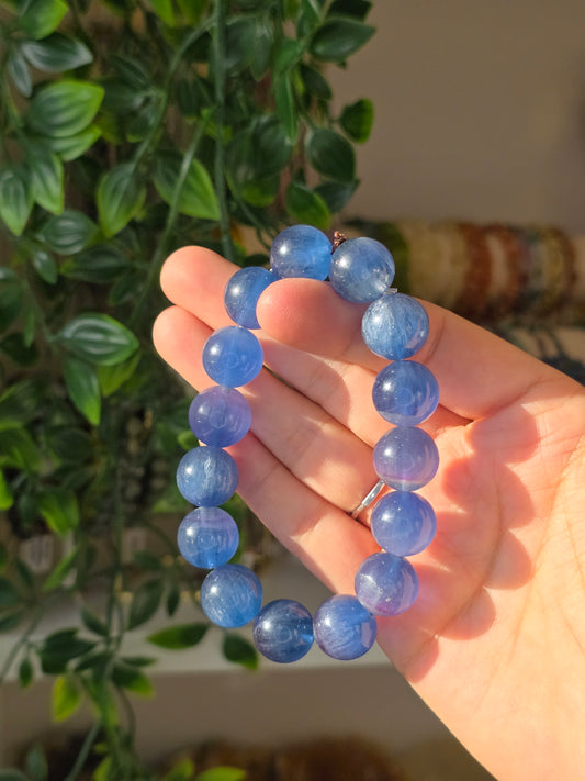 Blue Fluorite - Round Bead Bracelet 14.5mm