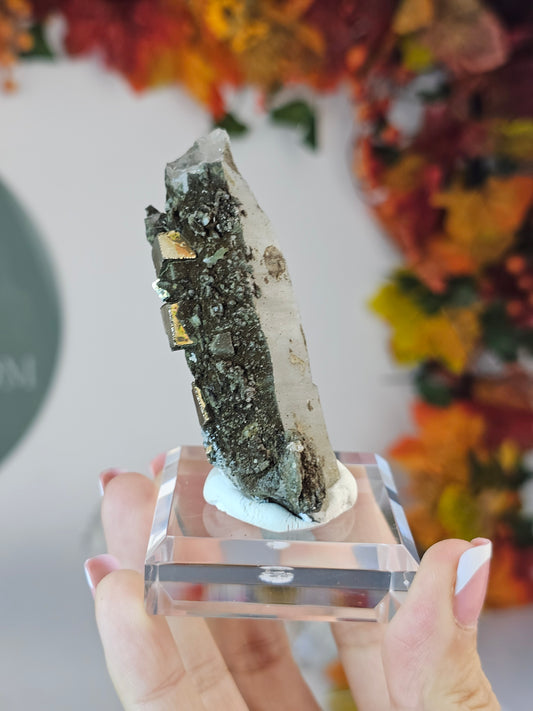 Candle Quartz with Cubic Pyrite from Inner Mongolia - MAS2999