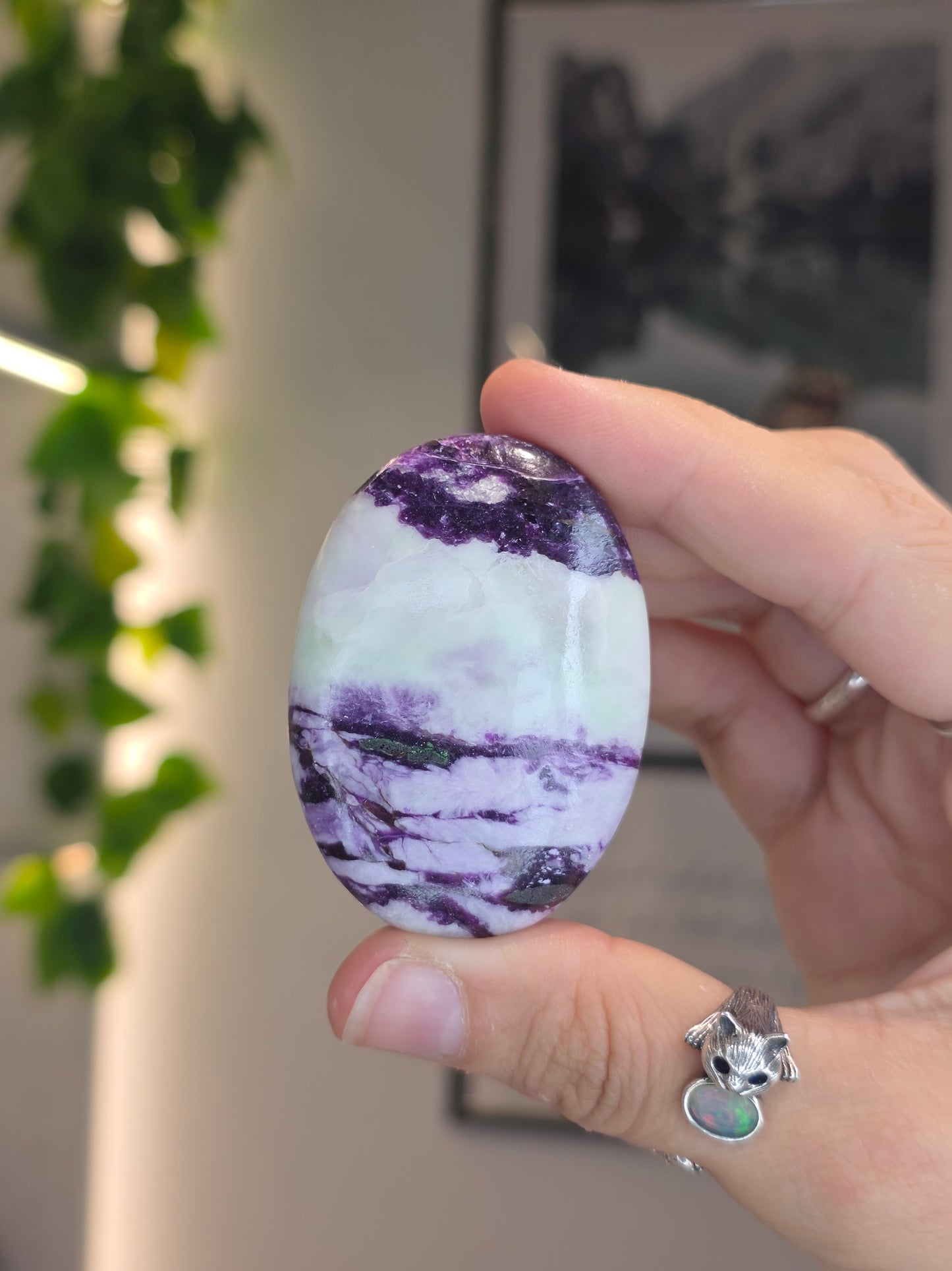 Purple Green Kammererite Palm Stones