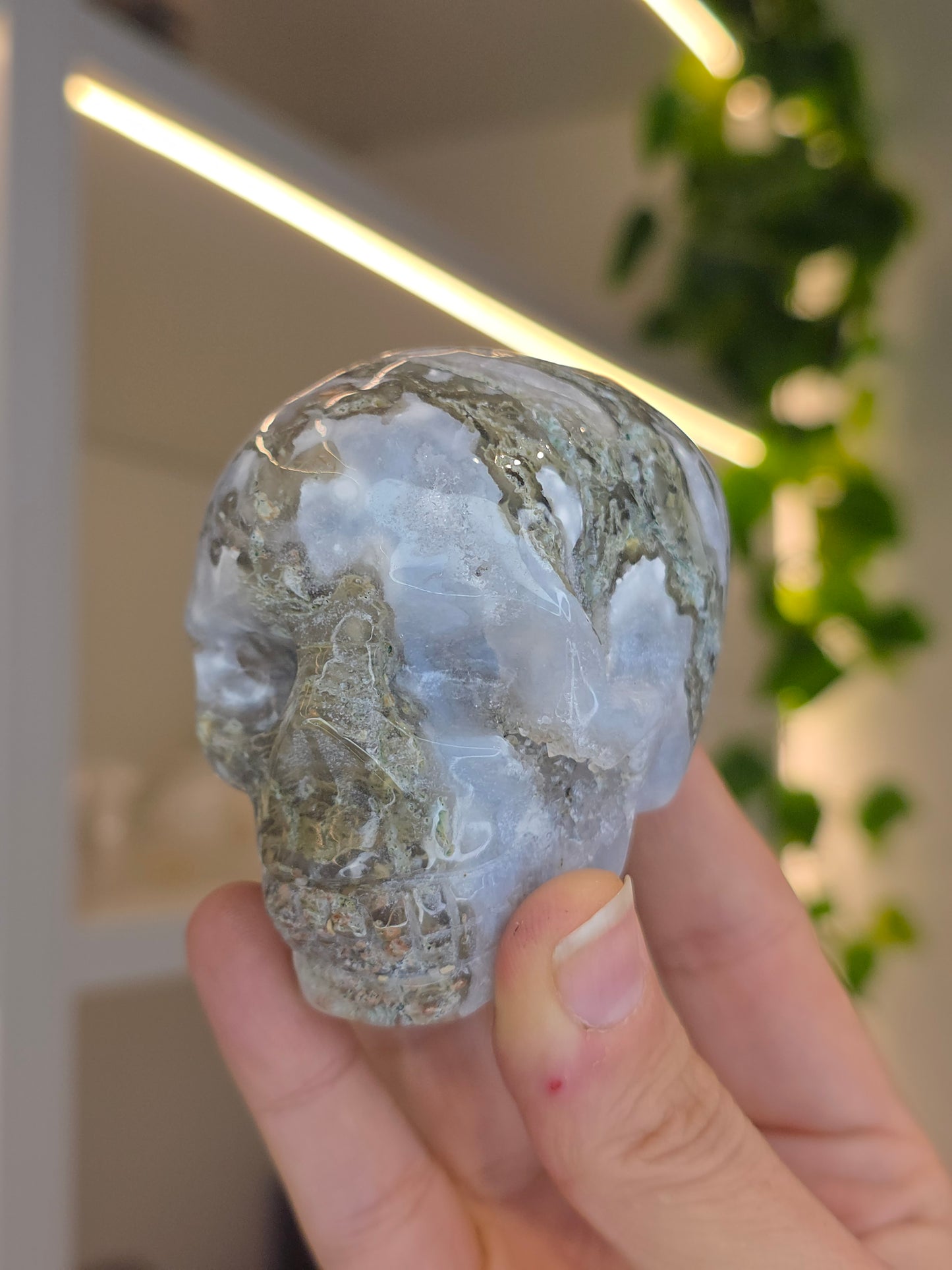 Moss Agate Skull B