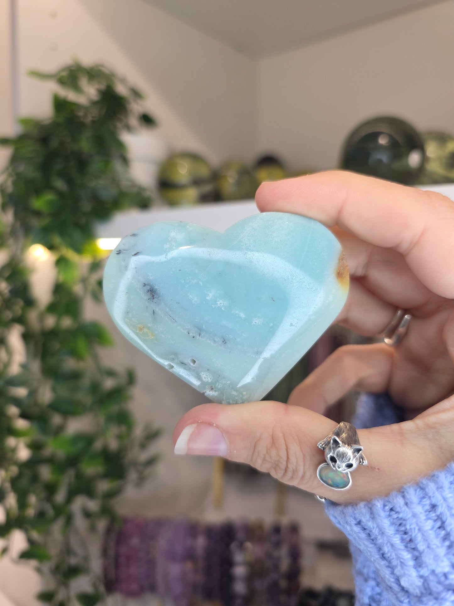 Blue Aragonite Hearts