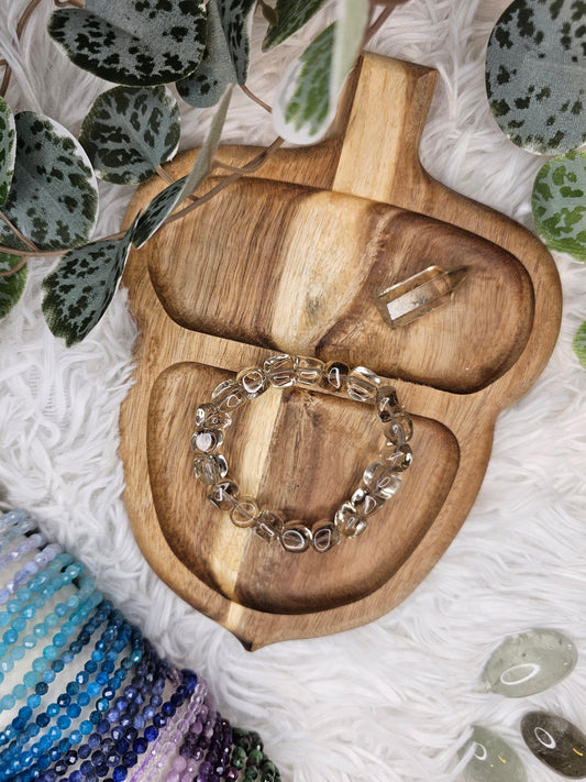 Cubic Smokey Quartz 9mm Bead Bracelet - MAS1028