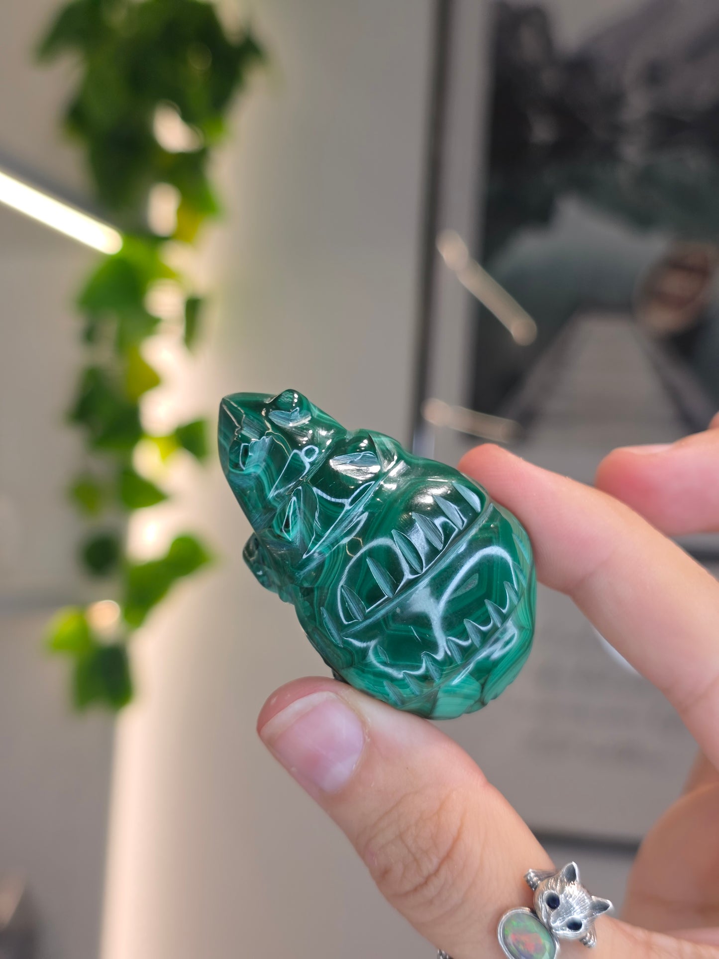 Malachite Turtle Carving - F