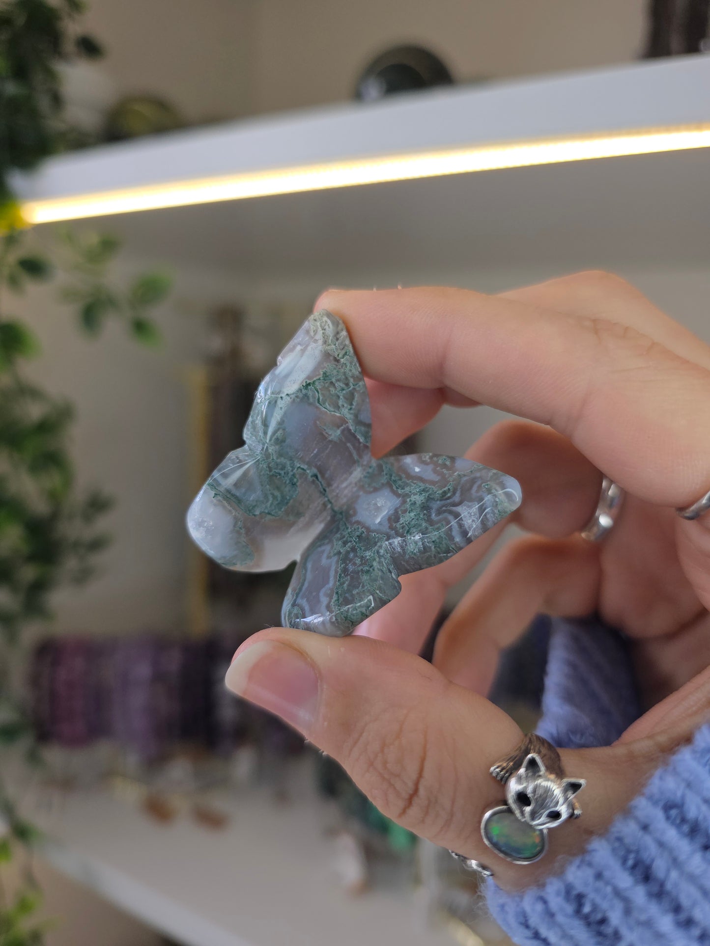 Moss Agate 3D Butterflies