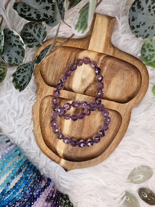 Facetted Amethyst 8mm Bracelet - MAS1032