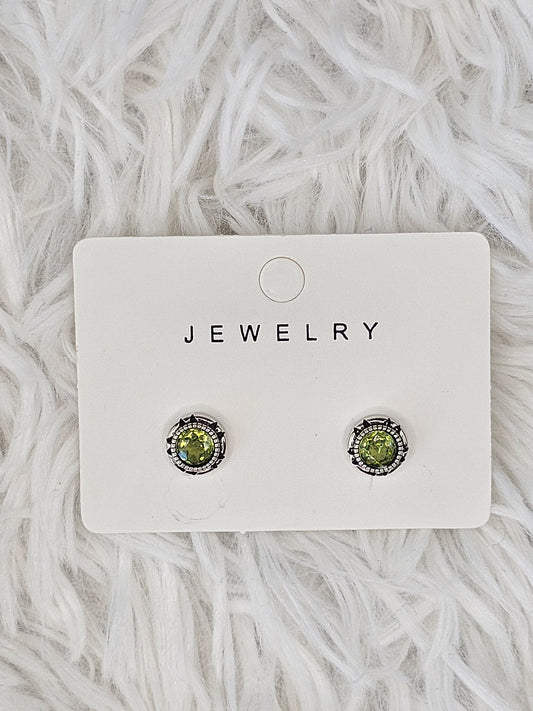 S925 Silver Peridot Earrings - MAS0867
