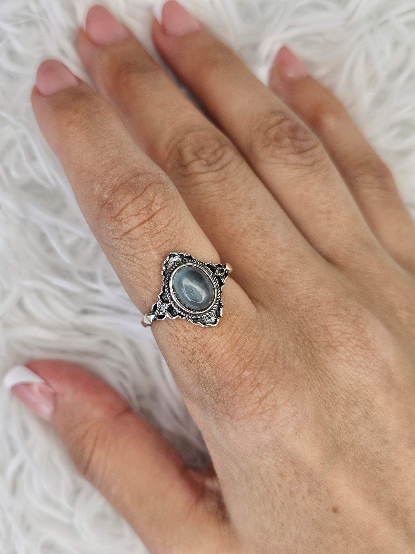 S925 Silver Adjustable Aquamarine Ring - MAS0945