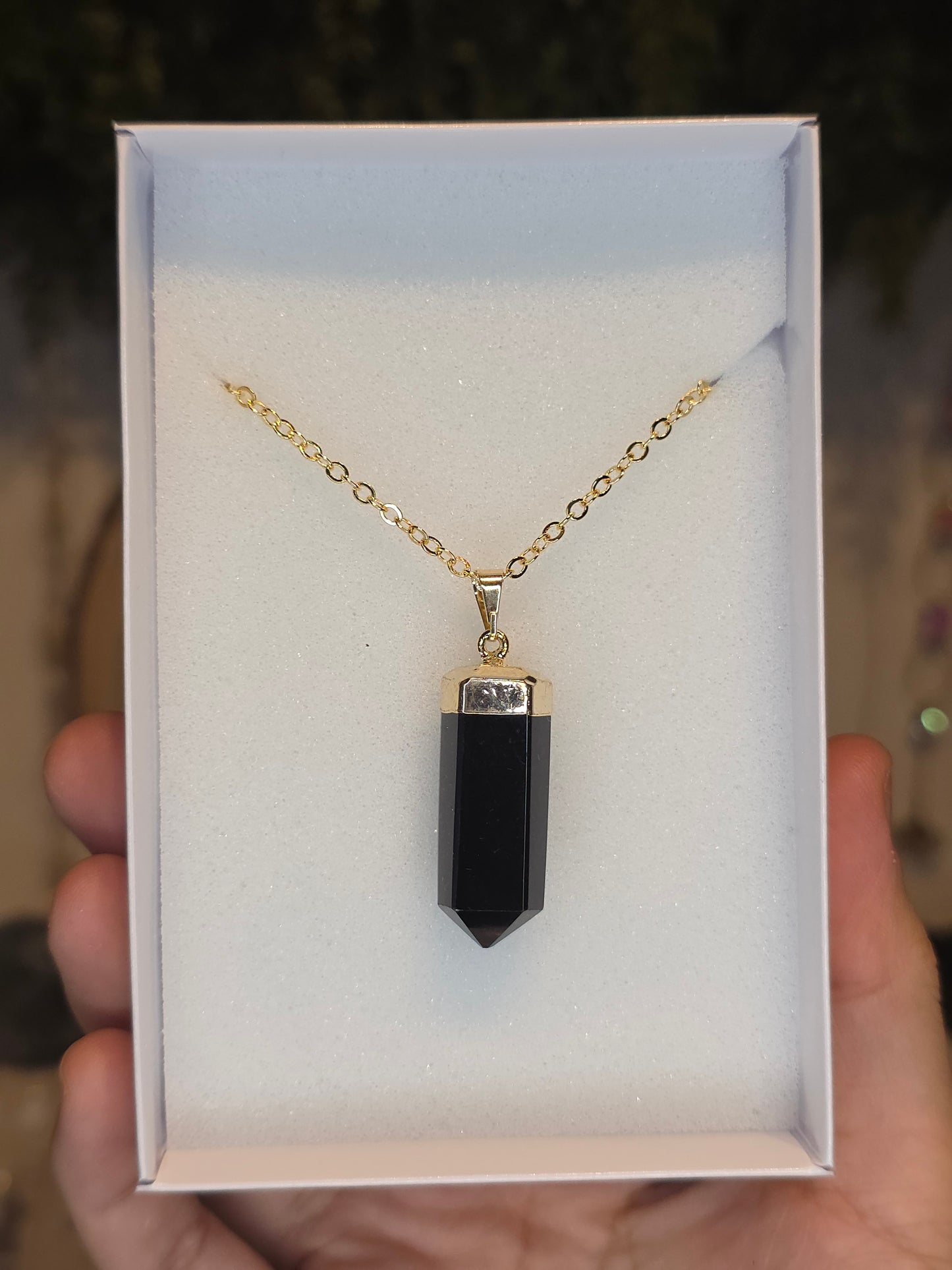 18ct Gold Plated Brazilian Obsidian Necklace E