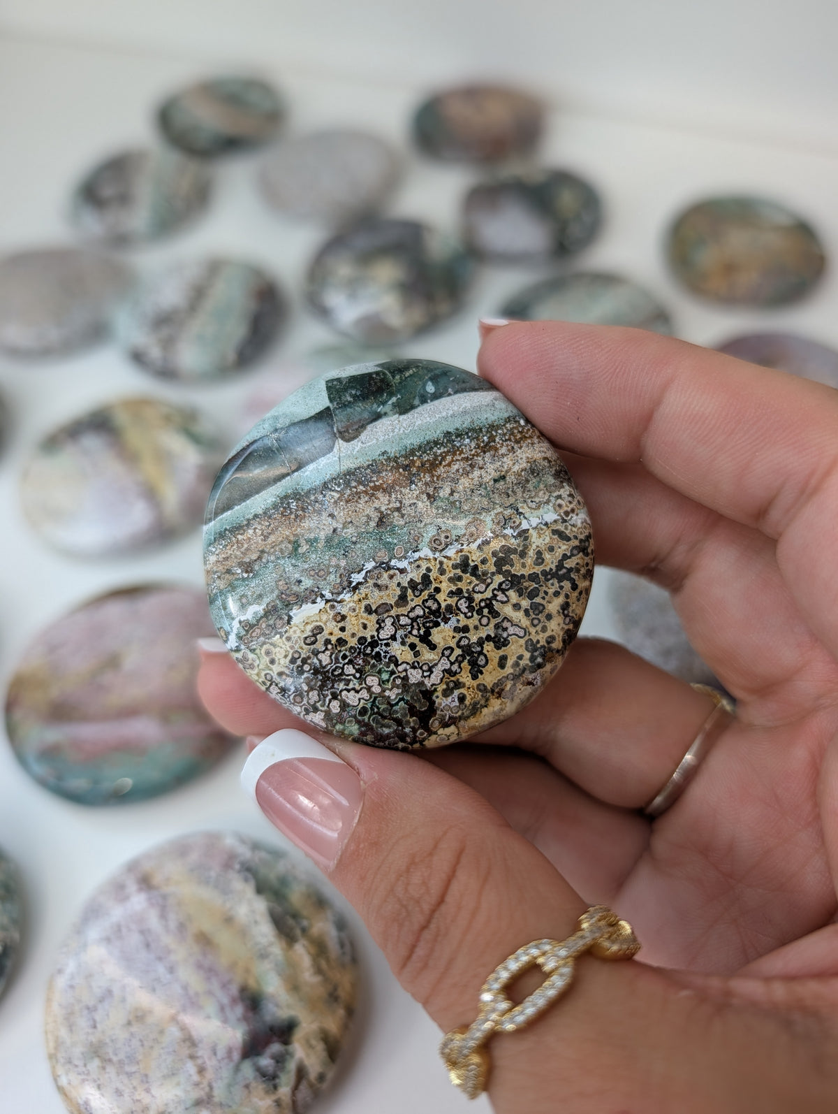 Indian Sea / Unicorn Jasper Round Palm Stone