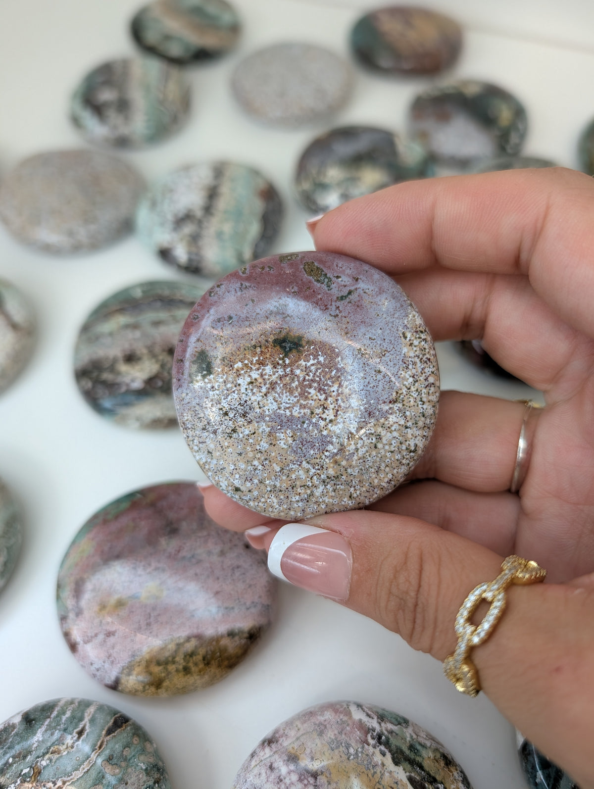 Indian Sea / Unicorn Jasper Round Palm Stone