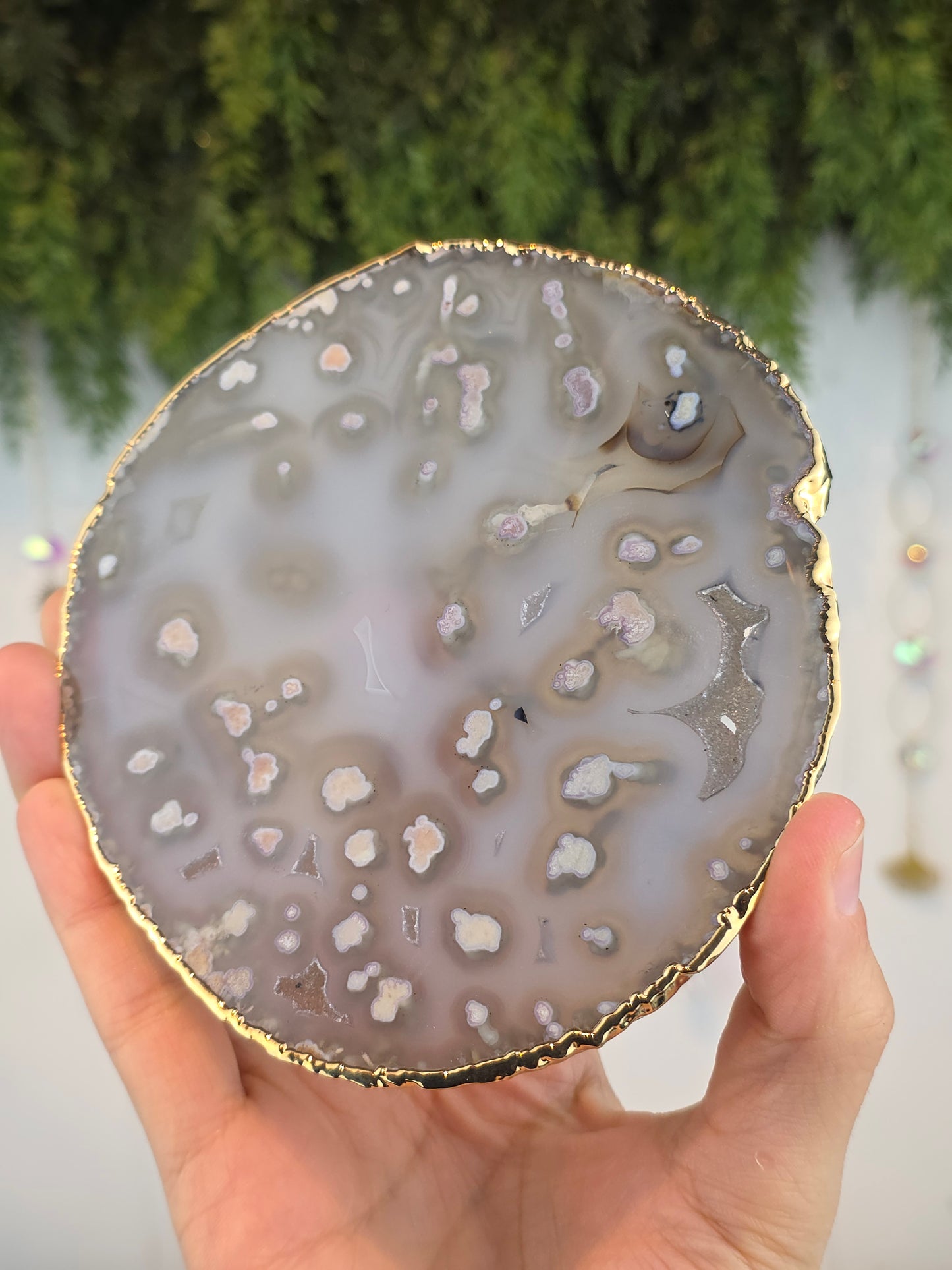 Brazilian Agate Slab with Gold Plated Edges