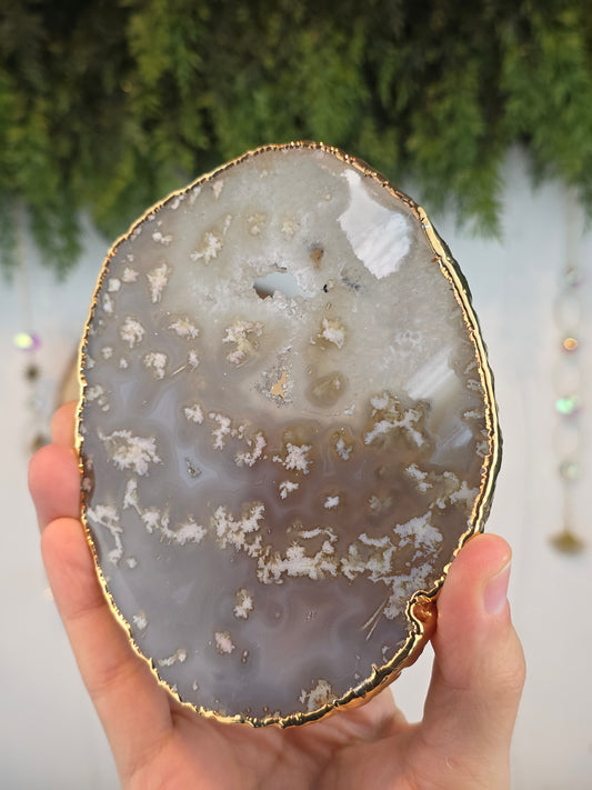 Brazilian Agate Slab with Gold Plated Edges