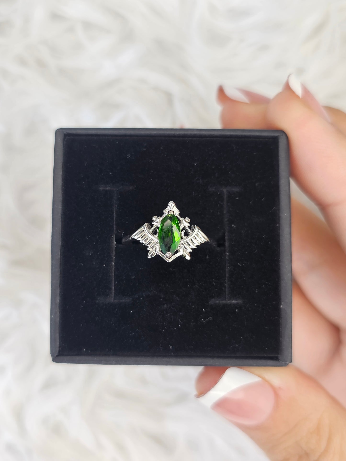 S925 Silver Adjustable Diopside Ring - MAS0919