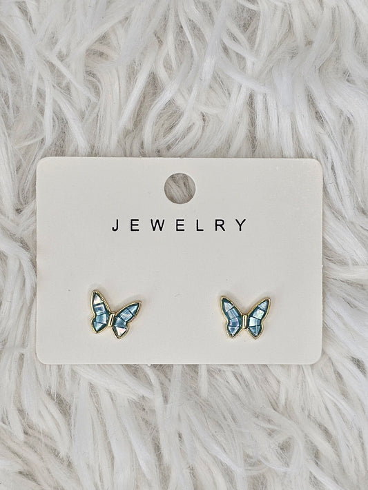 S925 Silver Blue Shell Earrings - MAS0845