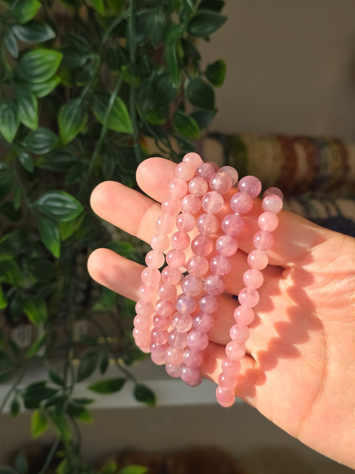 Purple Rose Quartz - Round Bead Bracelet 8mm