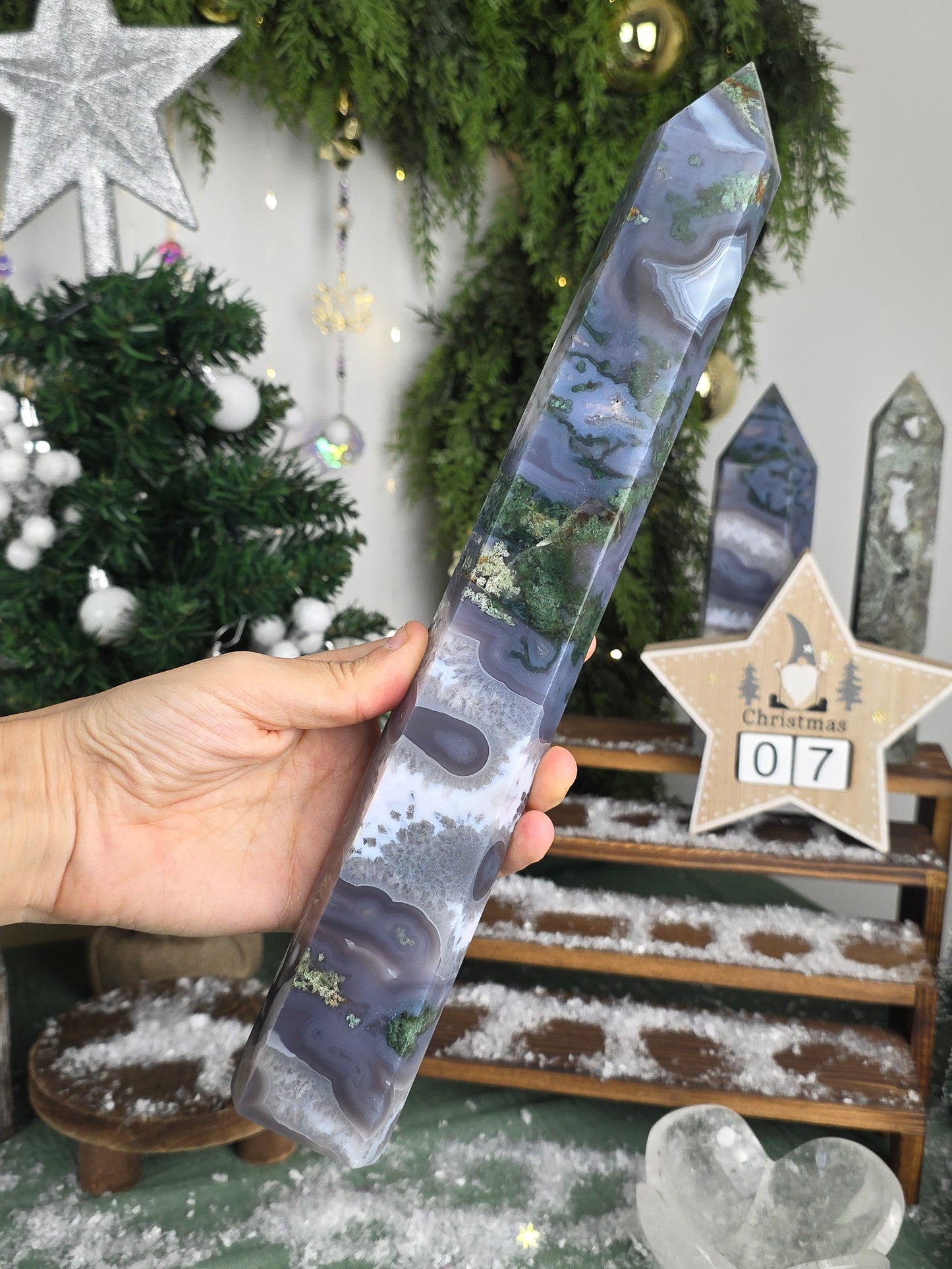 Blue Moss Agate Statement Tower - MAS6005